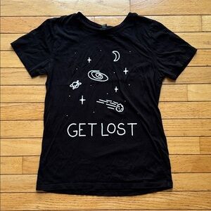 Forever 21 Vintage Space Cosmos Galaxy Black White Shirt Women’s Size Small S